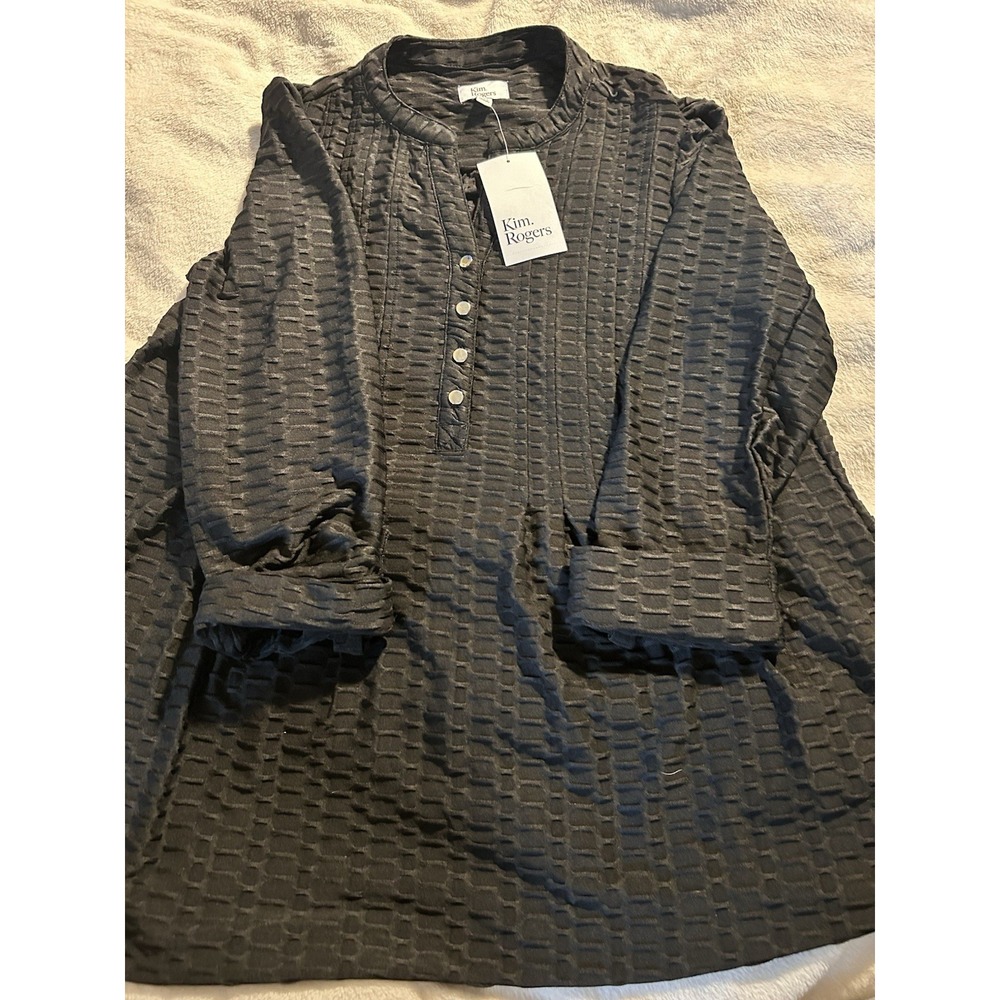 Kim‎ Rogers Knit Black Blouse New Large